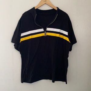 Two striped half zip t shirt